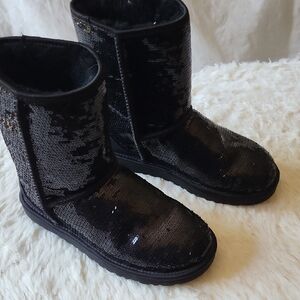 UGG Black Mid-Calf Sequin Boots - Size 6